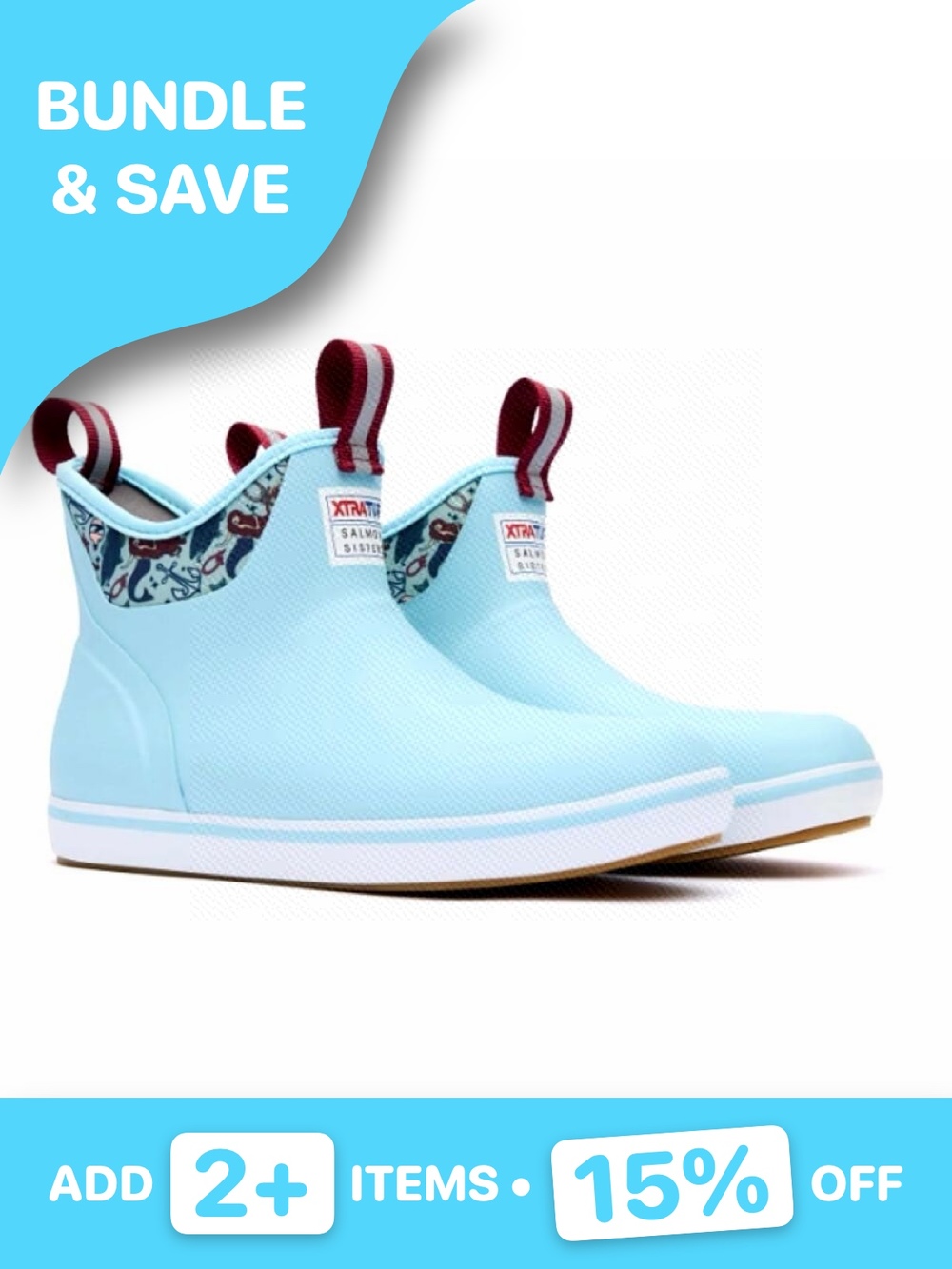 Xtratuf Women's Blue 6" Salmon Sisters Ankle Deck Boots Size 8M